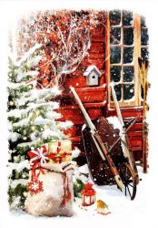 Boxed Christmas Cards - 24 Cards 8 Designs - Door Xmas at Home New - Ling Design