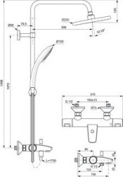 Ideal Standard Ceratherm T25 Dual Exposed Thermostatic Bath Shower Mixer Pack