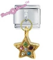 Multi Gem Star Dangle Italian Charm