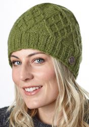Trellis Diamond Beanie - pure wool - Green