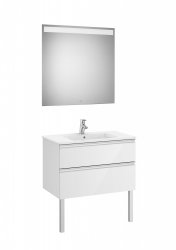 Roca The Gap Gloss White 800mm 2 Drawer Vanity Unit with Basin and Eidos LED Mirror