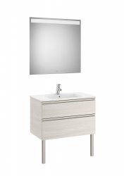 Roca The Gap Nordic Ash 800mm 2 Drawer Vanity Unit with Basin and Eidos LED Mirror