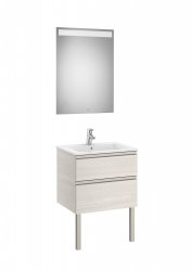 Roca The Gap Nordic Ash 600mm 2 Drawer Vanity Unit with Basin and Eidos LED Mirror