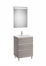 Roca The Gap City Oak 600mm 3 Drawer Vanity Unit with Basin and Eidos LED Mirror