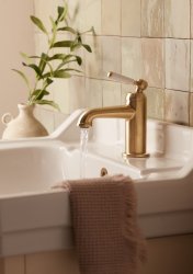 Tavistock Lansdown Mono Basin Mixer with Click Waste - Brushed Brass