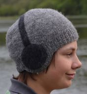 Pure Wool Hand knit - stereo hat - Grey/charcoal