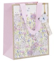Lilac Garden Flowers Medium Gift Bag - Glick 17.5x22x10cm Glitter
