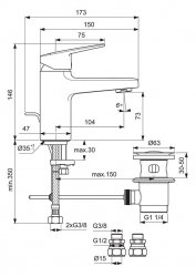 Ideal Standard Ceraplan Single Lever Basin Mixer with iFix+ & Pop-Up Waste