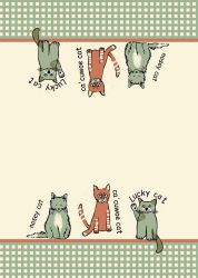 Happy Cat Collection - Set of 3 Tea Towels - 100% Cotton - Highlands