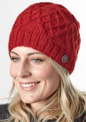 Trellis Diamond Beanie - pure wool - Deep Red