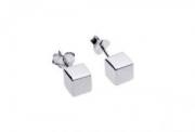 Silver Cubed Stud Earrings