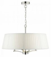 Dar Cristin 4 Light Pendant Polished Nickel w/Ivory Ribbon Shade