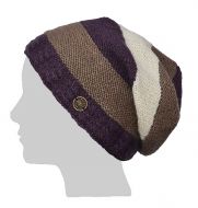 Pure Wool Twisted cable slouch - violet/cream