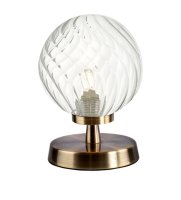 Dar Esben Touch Table Lamp in Antique Brass with Twisted Glass