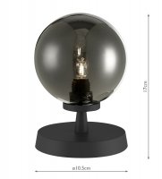 Dar Esben Touch Table Lamp Matt Black with Smoked Glass