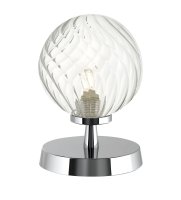 Dar Esben Touch Table Lamp in Polished Chrome with Twisted Glass
