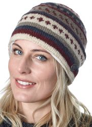 NAYA - Pattern Beanie - pure wool - smokey