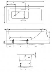 Bette One Relax Rectangular Bath 180 x 80cm