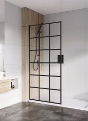 Roman Haven Select 1200mm Black Grid Wetroom Panel (8mm)