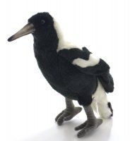 Soft Toy Bird, Australian Magpie by Hansa (14cm) 5090