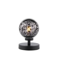 Dar Esben Touch Table Lamp Matt Black with Black Confetti Glass