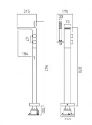 Vado Omika Floorstanding Bath Shower Mixer with Shower Kit