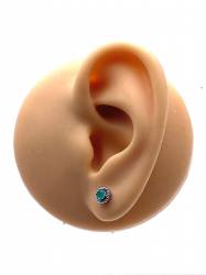 Silver Emerald  Stud Earrings 5mm