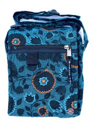 Small Print & Embroidered Bag - Aqua Orange