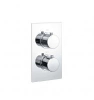 RAK Round Chrome Dual Outlet 2 Handle Thermostatic Concealed Shower Valve