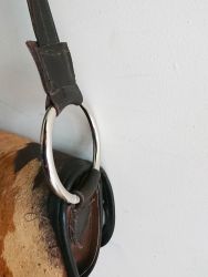 Cowhide Brown & Bull Ring Half Moon Handbag - Joey D