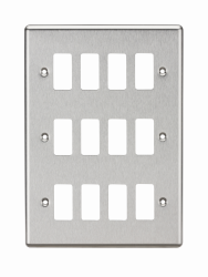 Knightsbridge 12G Grid Faceplate - Rounded Edge Brushed Chrome (GDCL12BC)