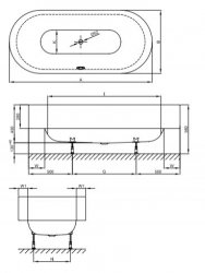 Bette Lux Oval Highline Bath 180 x 80cm