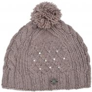 Pure Wool Trellis sparkle bobble hat - hand knitted - fleece lining - haze