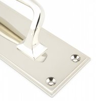 Polished Nickel 425mm Art Deco Pull Handle on Backplate