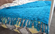 Pure Wool - Crochet Blanket - Turquoise