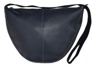 Leather Slouch Bag - Navy