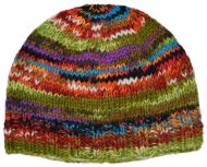 Children's Half fleece lined - electric beanie - multi green