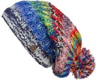 Pure wool - chunky rib slouch - Bright Multi coloured