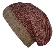 Jellybean slouch hat - pure wool - truffle/deeep red