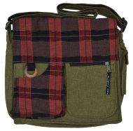 Large plaid - satchel bag - green