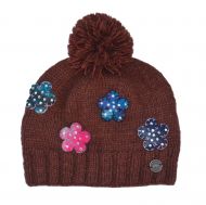 Pure wool - felt flower sparkle bobble - Cocoa