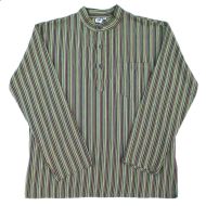 Light weight - Striped Cotton Shirt  - Greens