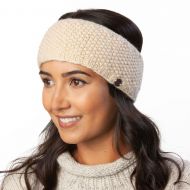 Fleece lined pure wool - moss stitch - headband - cream