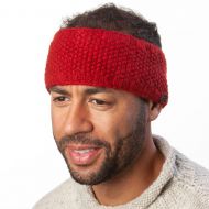 Fleece lined pure wool - moss stitch - headband - deep red