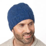 Pure wool - plain beanie - pepper blue