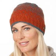 Pure wool - dual tick beanie - burnt orange/slate