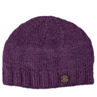 Hand knit - pure wool - plain beanie - grape