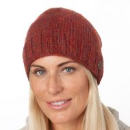 Hand knit - pure wool - plain beanie - rust heather