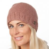 Hand knit - pure wool - plain beanie - blush