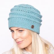 Lace Ridge Beanie - pure wool - fleece lined - eau de nil